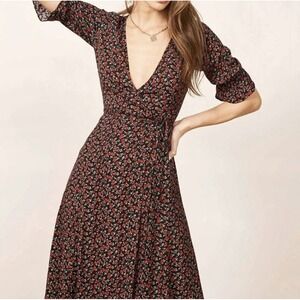 Reformation Dress Womens Size Small / XSmall Judith Wrap Dress Roses